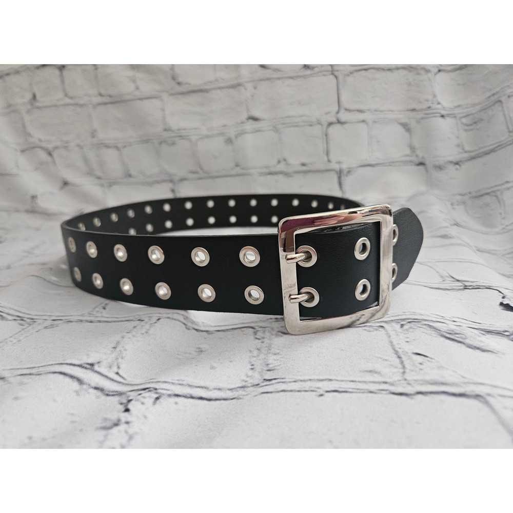 Target Black Double Grommet Eyelet Punk Goth Belt - Size Extra Small (XS)